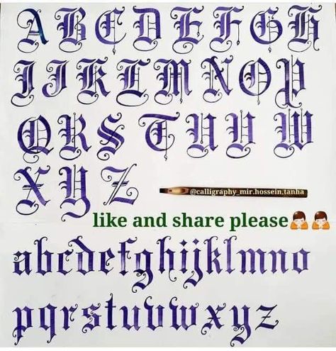 Hand Lettering Alphabet Fonts, Tattoo Lettering Alphabet, Tattoo Fonts Alphabet, Lettering Styles Alphabet, Tattoo Lettering Design, Chicano Lettering, Tattoo Lettering Styles, Lettering Guide, Graffiti Lettering Fonts