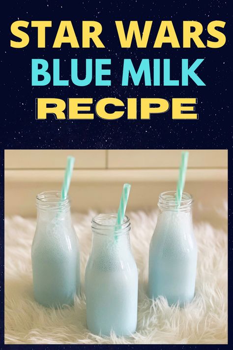 This Blue Milk Recipe is better than the one in Galaxy's Edge in Disneyland and Walt Disney World! Make some Blue Milk for your Star Wars parties, Star Wars movie marathons, and to celebrate May the 4th! #StarWars #GalaxysEdge Essen, Star Wars Themed Games, Star Wars Gender Reveal Decorations, Star Wars Desserts, Star Wars Blue Milk, Blue Milk Recipe, Star Wars Breakfast, Star Wars Drinks, Star Wars Themed Food