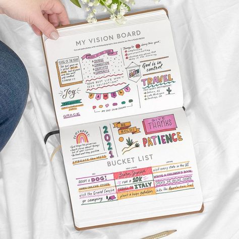 Cool Vision Board Ideas, Drawn Vision Board Ideas, Bujo Vision Board Ideas, Vision Board Ideas Notebook, Handmade Vision Board Ideas, Vision Book Ideas Goal Settings, Vision Board In Notebook, Vision Board Ideas Journals, Easy Vision Board Ideas