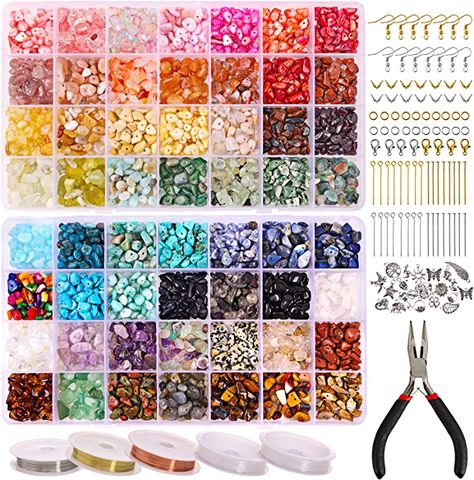 AmazonSmile: Quefe 1800pcs 56 Colors Crystal Beads, Ring Making Kit, Gemstone Chip Beads Irregular Natural Stone with Jewelry Making Supplies for DIY Craft Bracelet Necklace Earrings, Craft Gifts : Arts, Crafts & Sewing Earring Making Kits, Colorful Crystal Necklace, Stone Beads Jewelry, Diy Stone Bracelets, Stone Chip Bracelet, Bracelets Kit, Chip Bead Jewelry, Craft Bracelet, Diy Gemstone Jewelry