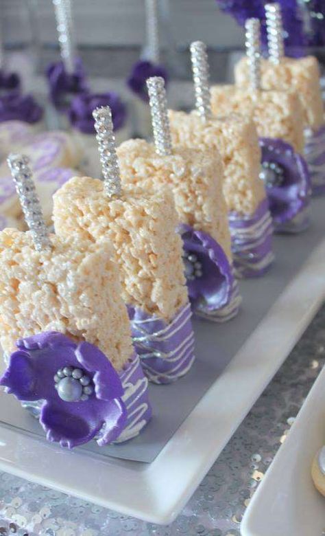 Lavender And Mint Quinceanera, Purple Birthday Desserts, Lilac Purple Decorations, Purple Sweet Table Ideas, Lavender Birthday Party Theme, Sweet 16 Dessert Table Ideas Purple, Purple Birthday Treats, Purple And White Wedding Reception, Purple And Blue Party Ideas