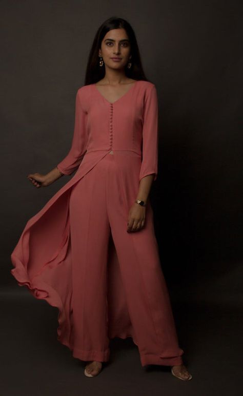 Couture, Kurti Models, Georgette Jumpsuit, Sicilian Summer, Georgette Kurta, Pink Kurta, Indian Designer Suits, Kurti Set, Salwar Kamiz