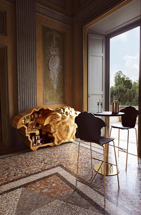 VERSACE HOME | adamantivm Versace Room Decor, Versace Home Interior Design, Versace Interior Design, Versace Living Room, Versace Decor, Versace Interior, Double Height Wall, Versace Bedroom, French Art Deco Interior