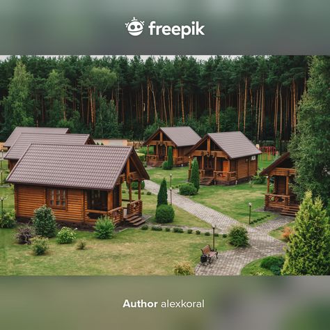 Wood House Village, Wooden Village Houses, Wood Village Houses, Wood House Design Small, Small House In Nature, Wooden House Design Cottages, Wooden House Architecture, Bathroom Tiny House, Kitchen Tiny House