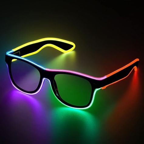 Amazon.com: YouRfocus Led Light up Glasses Multi-Color Glow in the Dark Glasses for Rave Party, EDM, Halloween.. (6 colors) : Clothing, Shoes & Jewelry Light Up Sunglasses, Floor Accessories, Light Up Glasses, Halloween 6, Rave Accessories, Rave Party, Halloween Coloring, Dance Floor, Neon Lighting