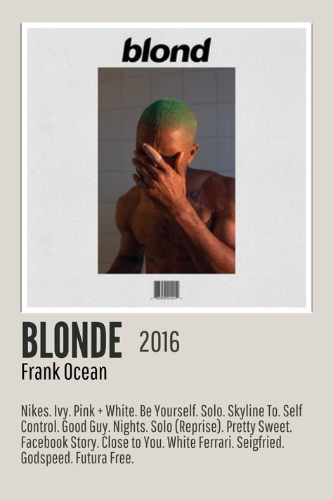 Alternative Minimalist Music Album Poster, Minimalist Music Album Poster, Frank Ocean Music, Blonde Frank Ocean, Frank Ocean Blonde Album, Blonde Album, Music Album Poster, Frank Ocean Album, Frank Ocean Poster