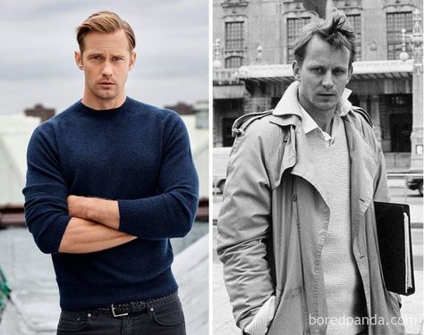 Alexander Skarsgård And Stellan Skarsgård At Their 30s Eric Northman, Skarsgard Brothers, Skarsgard Family, Airport Outfit Celebrity, Alexander Johan Hjalmar Skarsgård, Patrick Schwarzenegger, Alex Pics, Celebrity Artwork, Stellan Skarsgård