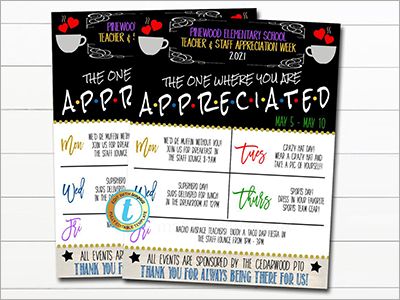 Shop This Idea! Friends-Theme Teacher Appreciation Event - PTO Today Appreciation Themes, Friends 90s, Teacher Appreciation Week Themes, Work Appreciation, Appreciation Template, Teacher Appreciation Themes, Teacher Morale, Pto Today, Coffee Friends