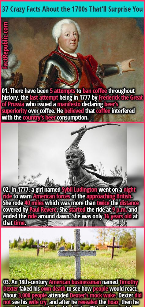 37 Crazy Facts About the 1700s That’ll Surprise Even the History Nerds | Fact Republic Crazy Facts, Humour, Funny History Facts, Facts About America, Weird History Facts, Drunk History, Frederick The Great, Fact Republic, Yoda Funny