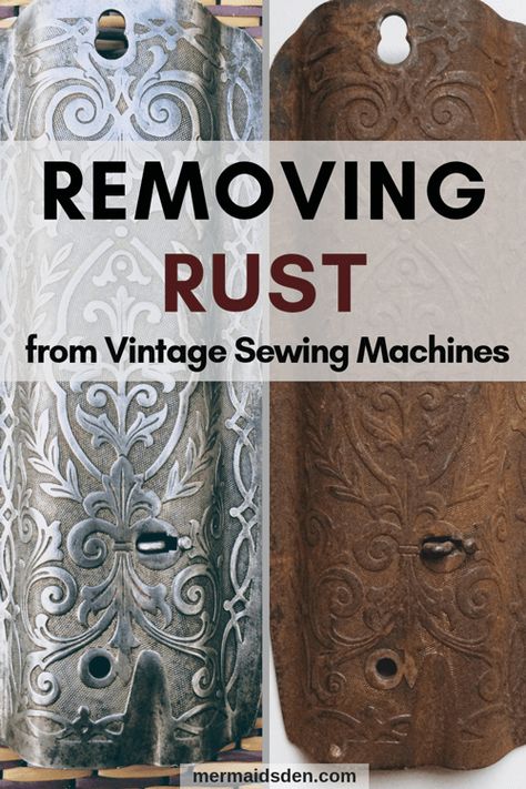 In this post, I'll walk you through the process of removing rust from your vintage sewing machine in order to clean and restore it. If there's rust on it, you don't want to risk having it spread to other parts of the sewing machine. Singer Treadle Sewing Machines, How To Restore Old Singer Sewing Machine, Treadle Sewing Machine Ideas Repurposed, Vintage Sewing Machine Repurposed, Old Singer Sewing Machine Ideas, Singer Sewing Machine Ideas, Singer Sewing Machine Vintage, Singer Machine, Thicker Eyebrows