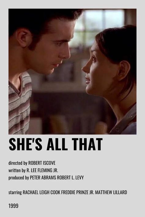 Shes All That Movie Poster, Shes All That Poster, Rom Com Movie Posters, She’s All That, She's All That Movie, Film Polaroid, Rom Coms, Pause Button, Girly Movies