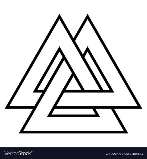 Valknut Tattoo, Tattoo Odin, Ancient Viking Art, Valknut Symbol, Triangle Tattoo Design, Celtic Triangle, Scandinavian Tattoo, Viking Tattoo Symbol, Symbole Viking