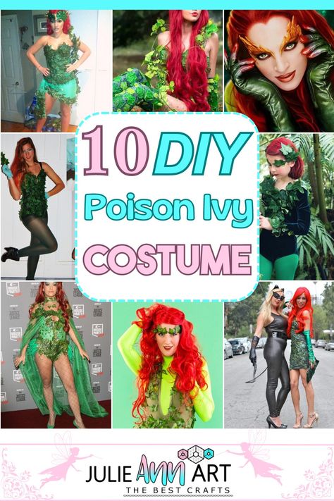 Poison I Y Costume, Dc Villains Halloween Costumes, Easy Poison Ivy Costume, Green Halloween Costumes For Women, Diy Posion Ivy Costume Ideas, Women Superhero Costumes Diy, Easy Poison Ivy Costume Diy, Plus Size Poison Ivy Costume Diy, Diy Villian Costume Ideas For Women