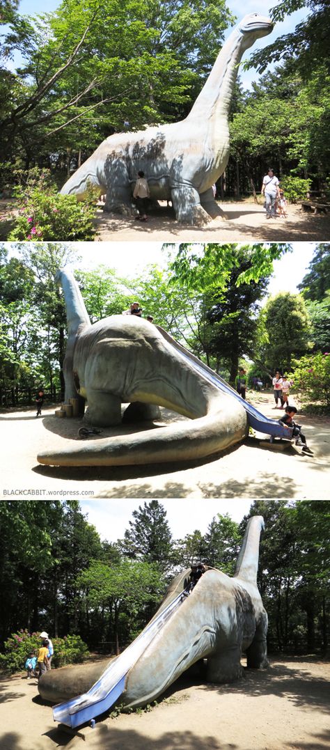 Dinosaur Slide at Tega no Oka Park (手賀の丘公園), an athletic park in Kashiwa City (Chiba). Golden Week, Dinosaur Theme Park, Dinosaur Park, Dinosaur Eggs, Playground Design, Goth Decor, Dinosaur Theme, Good Bye, Gentle Giant