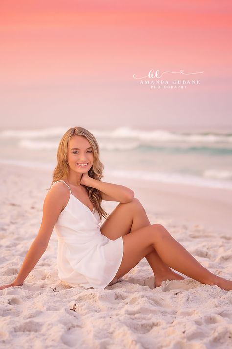 Beach Senior Pics Photo Ideas, Senior Beach Photoshoot Ideas, Beach Pictures Poses Senior, Marina Senior Pictures, Unique Senior Pictures Beach, Senior Pictures On The Beach Photo Ideas, Senior Pictures Beach Outfits, Individual Beach Pictures, Beach Portrait Poses