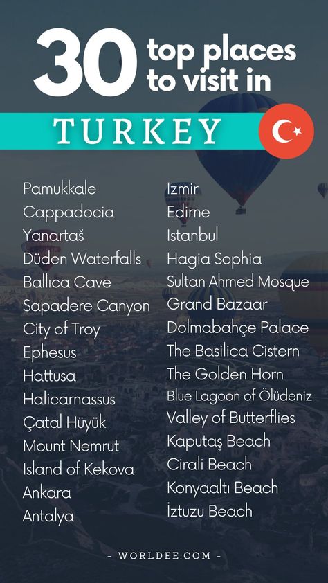 This Turkey travel guide contains 30 best places to visit in Turkey. Learn about the best things to do in Turkey. Some of the best places to visit in Turkey are Pamukkale, Cappadocia, Antalya, Istanbul, and Hagia Sofia. Check out Worldee - a digital travel diary and trip planner for your next adventure. → Worldee is the best travel app for Android, and iOS. Places In Turkey To Visit, Traveling To Istanbul, Best Places To Visit In Turkey, Istanbul Turkey Aesthetic Food, Living In Turkey, Things To Do In Turkey Istanbul, Turkey Best Places To Visit, Places To Visit In Istanbul, Turkey Places Istanbul