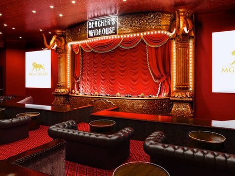 Burlesque Lounge, Vegas Nightlife, Bourbon Bar, Soft Opening, Jazz Bar, Mgm Grand, Theatre Design, Theatre Room, Red Rooms