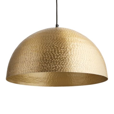 Pendants And Chandeliers Pull a room together with the dimension and texture of the Zuri pendant lamp, handcrafted of hammered metal. Light reflects off its brass finish to create a warm, mood-enhancing glow. In a chic dome shape, this hanging lamp is a modern, space-saving lighting solution for the dining room, living room or bedroom. Material: Metal, Color:Metallic. Also could be used for hanging lamp,hanging pendant lamp,dome chandelier,brass pendant,dome pendant. By Cost Plus World Market.60 Brass Dome Pendant, Affordable Pendant Lighting, Dome Light Fixture, Moroccan Ceiling Light, Moroccan Ceiling, Brass Ceiling, Dome Pendant Lighting, Brass Pendant Light, Dome Lighting