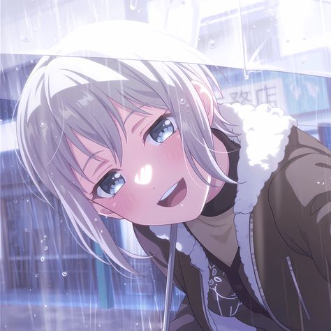 ᶻz source : bandori ( moca aoba ) Hard Rock, Girl Bands, Kawaii, Moca Aoba, Rain Clouds, Cat Box, Rhythm Games, Fnaf Characters, Childhood Friends