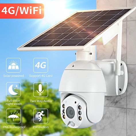 Wholesale Unique Innovative PTZ Wireless Outdoor Solar Powered Wifi Security Battery Camera 4G SIM card Manufacturer and Supplier | BeySolar Box Camera, Solar Camera, Solar Panel Battery, Cctv Security Cameras, Ptz Camera, Outdoor Camera, Dome Camera, Wifi Wireless, Wireless Camera