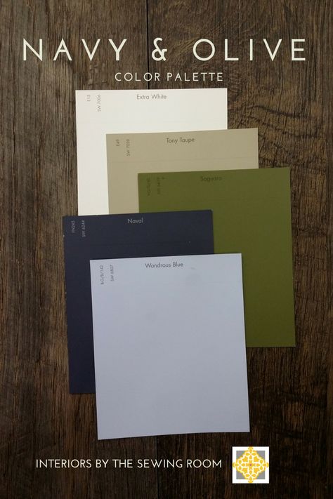 Navy & Olive Color Palette - find more inspiration at https://interiorsbythesewingroom.wordpress.com/2015/01/16/color-inspiration-navy-and-olive/ Olive Bedroom, Blue And Green Living Room, Navy Color Palette, Abstract Wall Art Large, Navy Living Rooms, Green Color Schemes, Room Blue, Green Colour Palette, Room Color Schemes