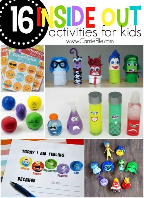 Here are 16 fun Inside Out activities for kids - these are great ways to teach kids about emotions! Inside Out Activities For Kids, Inside Out Activities, Inside Out Emotions, Zones Of Regulation, Feelings Activities, Emotions Activities, Mental Health Activities, Children Health, Children Activities