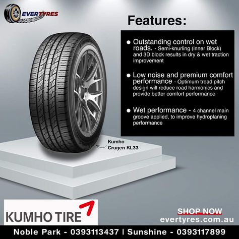 😍 Kumho Tyres are on Special Sale at EverTyres 😍 For improved off-road performance and ultimate traction, shop for these high-performance Kumho Crugen KL33 Tyres, at up to 20% OFF from EverTyres 🚘🚗 Shop for a set of 4 to grab special offers! https://www.evertyres.com.au/inventory?width=0&profile=0&diameter=0&brand=0&model=KL33&sub_cat= . . #tyres #tyreservice #tyresales #tyrefitting #tires #caraccessories #marketplace #melbourne #noblepark #sunshinewest #wheels #carwheels #cartyre #cartire Kumho Tires, 4x4 Tires, Car Budget, Tires For Sale, Tyre Fitting, Automotive Tires, Making 10, Car Wheels, Off Road