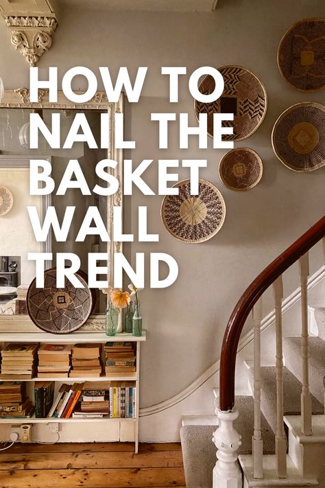 With more than 41,000 posts under the hashtag #basketwall on Instagram, wall baskets, decorative wall fans and fringed woven wall hangings bring natural texture to any space. We spoke to Interior Stylist Dee Campling who offers her wisdom on the value and beauty of handwoven basketry and wall hangings in the home. Blue Wall Baskets, Wall Collage With Baskets, Wall Woven Baskets, Dining Room Wall Baskets, Large Basket Wall Decor, Baskets On Staircase Wall, Hang A Basket On The Wall, Baskets On Walls Decorative, Wall Of Baskets