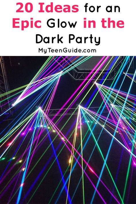 Basement Glow Party, Homecoming Glow Theme, Teenage Neon Party, Glow In The Dark Slumber Party Ideas, Graduation Glow Party, 18th Birthday Glow Party, Glow Party Ideas Outdoor, Glow In The Dark Gamer Party, Disco Glow In The Dark Party