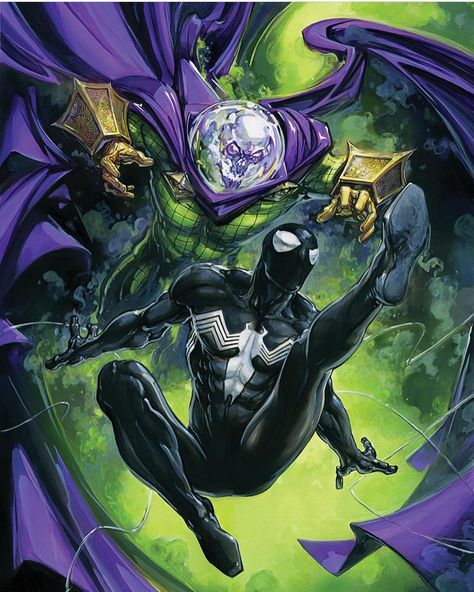 MYSTERIO vs SPIDER-MAN Black Suit Spiderman Art, Mysterio Marvel, Symbiote Spiderman, Image Spiderman, Comics Anime, Black Spiderman, Spectacular Spider Man, Spiderman Artwork, Marvel Artwork