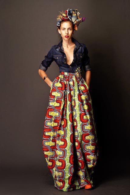 Stella Jean Designer, Outfits Jean, Skirts Modest, Fashion Education, Pentecostal Outfits, African Print Maxi Skirt, Jean Skirts, Outfits Jeans, Outfits Modest