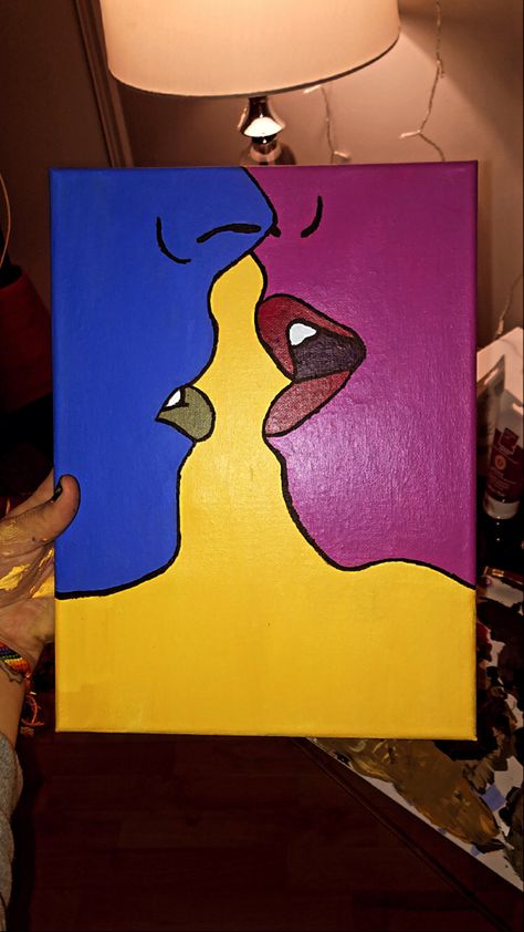 Lesbian Paintings Simple, Pintura Hippie, Hippie Painting, Square Painting, Simple Canvas Paintings, Art Apps, Cute Canvas Paintings, Canvas Drawings, Canvas Painting Designs