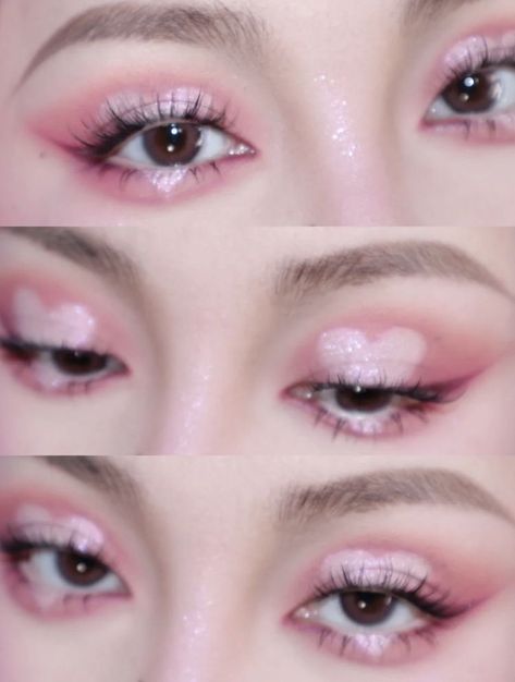 Pastel Pink Makeup Looks, K12 Makeup, K-12 Makeup Ideas, Pink And White Makeup, Light Pink Makeup, Korean Eye, Trilogy Tour, Makeup Cute, Cute Eye Makeup