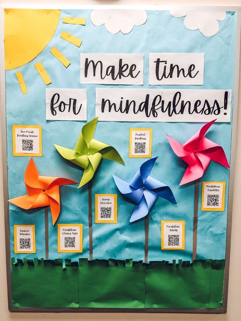 Bulletin Board Ideas Therapy, Sel Interactive Bulletin Board, Therapy Office Bulletin Board, Bulletin Boards For Work Offices, Counseling Center Bulletin Boards, Bulletin Board Ideas For Adults, Hr Office Bulletin Board Ideas, Spring Sel Bulletin Board, Compassion Bulletin Board Ideas