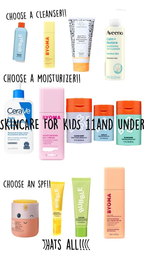 please kids under 11 don’t use all of the serums! maybe by age 12 or 12 start, but anything younger than that will just ruin your skin barrier!! Skin Care For Girls 10-12, Skin Care For 10 Year Girl, Skincare For Kids 12, Skincare Routine For 10yrs, Preteen Skin Care Routine, Good Skincare For Kids, Skin Care For Kids Children, Safe Skincare For Kids, Skin Care Routine For 11-12