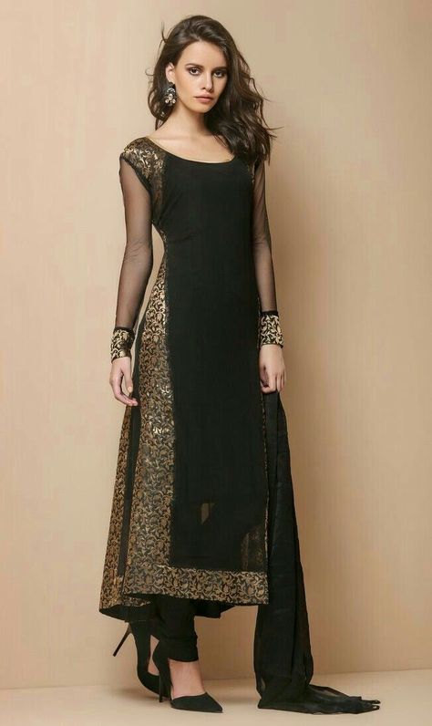 Dirndl, Black Suit For Women Indian, Suit For Women Indian, Salwar Women, Black Suit For Women, Designs Clothes, Kameez Designs, Ladies Wear, Salwar Kamiz