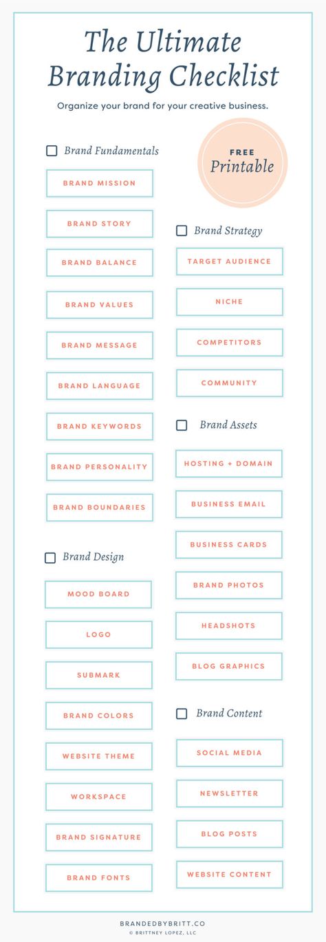 Organize your brand for your creative business. Everything you need to create a professional brand. Business Necessities, Organize Planner, Branding Checklist, Business Checklist, Small Business Organization, Small Business Plan, Business Card Branding, Blog Logo, Branding Your Business