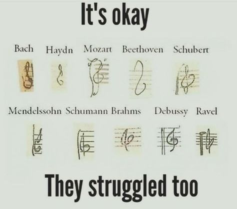 This collection of treble clefs that will make you feel better about drawing your own. | 18 Things That Are Only Funny To Musicians Orchestra Humor, Music Puns, Band Jokes, Music Jokes, Music Nerd, Band Nerd, Band Geek, Band Humor, Band Memes