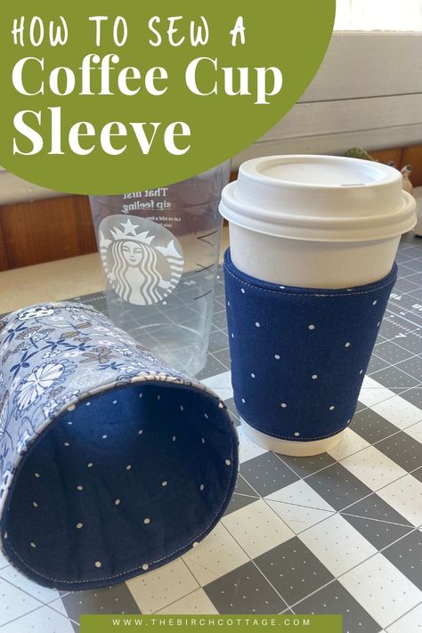 Reversible Coffee Cup Cozy, Fabric Cup Holder Coffee Sleeve, Free Coffee Cozy Sewing Pattern, Coffee Cozies Pattern Sewing, Patchwork, Coffee Sleeve Sewing Pattern, Cup Cozy Sewing Pattern Free, Fabric Coffee Sleeve, Coffee Cup Cozies Sewing