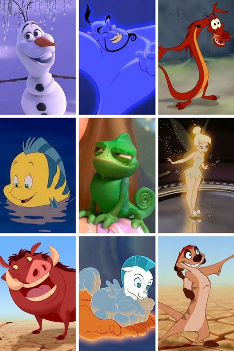 Every hero needs a helper - who is your Disney sidekick? Find out here! Disney Side Characters, Mulan Dragon, Quiz Disney, Disney Mignon, Disney Heroes, Disney Sidekicks, Characters Disney, Disney Quizzes, Disney Quiz