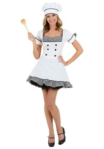 White Poplin Dress, Maid Fancy Dress, Chef Dress, Women Chef, Waitress Uniform, Chef Costume, Plus Size Halloween Costume, Chef Clothes, Female Chef