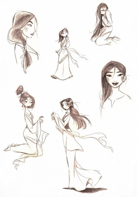 Gorgeous Mulan concept art by David Gilson. Disney Concept Art, Croquis Disney, Anime Anatomy, Character Design Disney, Animation Disney, 디즈니 캐릭터, Mulan Disney, Disney Sketches, Walt Disney Animation