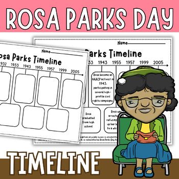 Celebrate Rosa Parks Day with your students by using this engaging timeline after reading an age-appropriate book about her life! This resource features four simple facts that are perfect for young children to grasp and arrange in order. Whether it's during Black History Month, Women's History Month, or any time throughout the school year, you can use this timeline to teach your students about the remarkable individuals who have left a lasting impact on history. Make Rosa Parks Day a special occasion in your classroom as you celebrate her contributions and the importance of standing up for justice and equality. Rosa Parks Timeline, Women's History Month, Women's History, Rosa Parks, Womens History Month, Women In History, The School, School Year, Stand Up