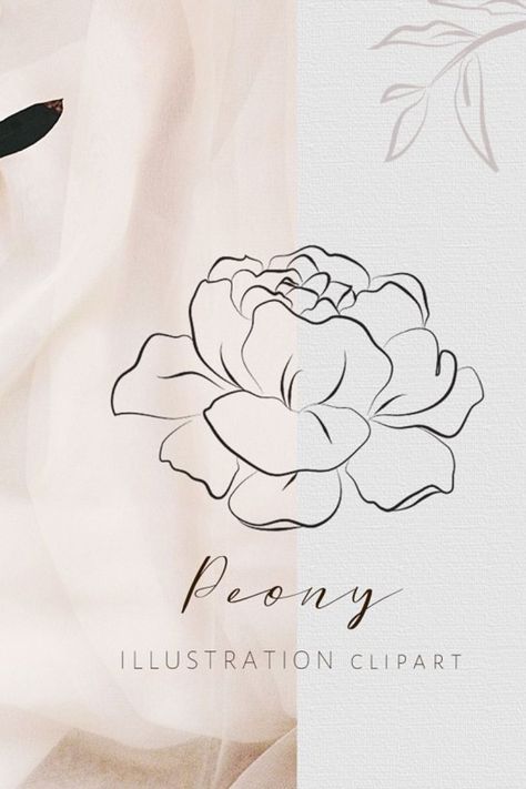 Peonies symbolize romance and prosperity. Their feminine blooms are perfect to use as elegant illustration design clipart. Digital peonies are also the best way to keep them last throughout the year. You may use them for your own wedding, decoration, website, icons, logo, packaging etc. Peony Sketch, Peonies Background, Peonies Wallpaper, Peony Flower Tattoos, Peony Drawing, Peony Illustration, Elegant Illustration, Peonies Centerpiece, Japanese Flower Tattoo