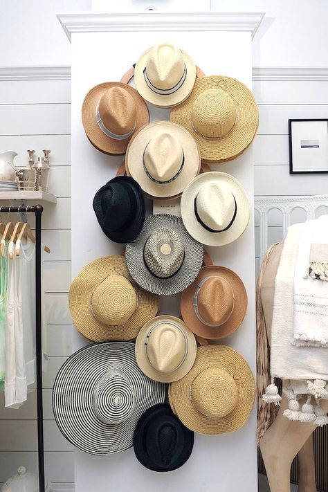 Diy Hat Rack, Hat Display, Hat Organization, Hat Hanger, Hat Storage, Hat Rack, Diy Hat, Boutique Interior, B & B