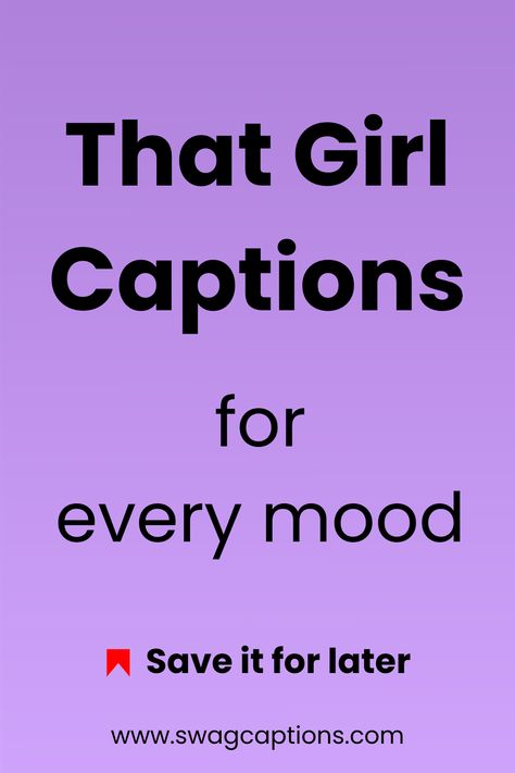 Find your vibe with 'That Girl Captions for every mood'! From sassy to serene, this collection has it all. Embrace every emotion and let your captions reflect your inner 'That Girl'! Life Quotes Funny Hilarious So True, Self Obsessed Instagram Captions, Cocky Insta Quotes, No Makeup Quotes Confidence, Sassy Summer Captions, Rhyming Captions Instagram, Photo Quotes Captions, Insecure Captions For Instagram, Healthy Captions Instagram