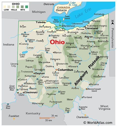 Ohio Buckeye Tree, America Outline, Map Of Ohio, Kelleys Island, Ohio Buckeyes, Midwest Region, Cleveland Heights, World Atlas, Ohio Map