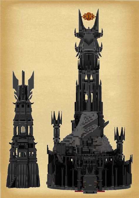 Sauron Tower, Evil Tower, Barad Dur, Lord Sauron, Lego Hobbit, Future Tank, Minecraft Structures, The Dark Lord, Lego Custom Minifigures