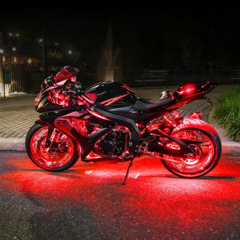 Aura Motorcycle LED Light Kit | Multi-Color Accent Glow Neon Strips with Switch for Cruisers Motorbike LED lights are not just meant for enhancing the beauty of your beast, but it also helps produce a brighter and more natural light and is more powerful that the normally used incandescent lamps that bikes have. One such LED light kit that has managed to grab our attention is the Aura Motorcycle LED Light Kit that will make your bike stand out and … Motorcycle Led Lighting, Mobil Mustang, Xe Ducati, Motor Klasik, Image Moto, Motorcross Bike, Custom Street Bikes, Foto Langka, Mobil Drift
