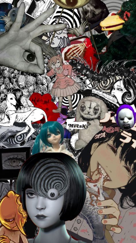 #junjiito #horrorcore #creppy #miku #wtfisthis #blackandred Wallpapers, Junji Ito, Create Collage, Creative Play, Your Aesthetic, Connect With People, Creative Energy, Black And Red, Energy
